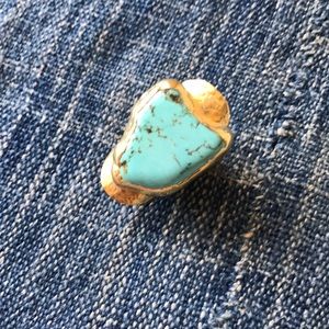 Kei Jewelry Turquoise/Gold Adjustable Ring